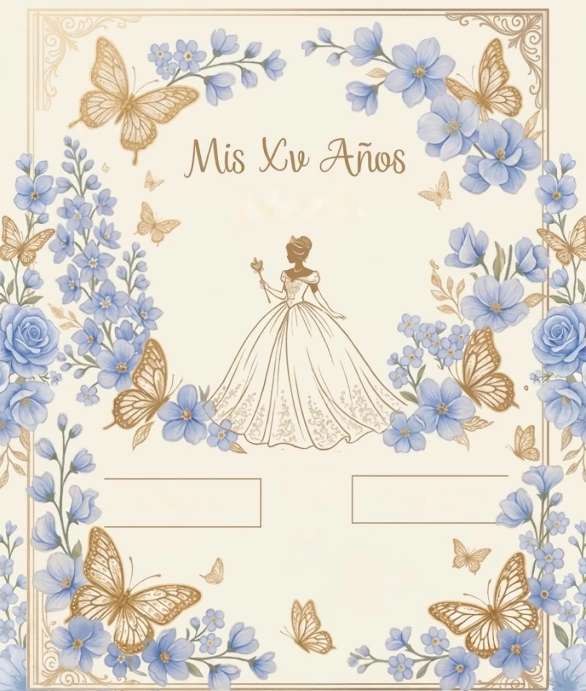 Portada de la invitación Mariposas Azules
